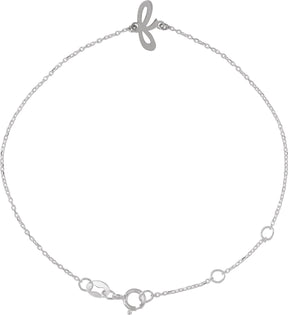 Platinum Initial F Script Bracelet