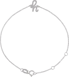 Platinum Initial H Script Bracelet