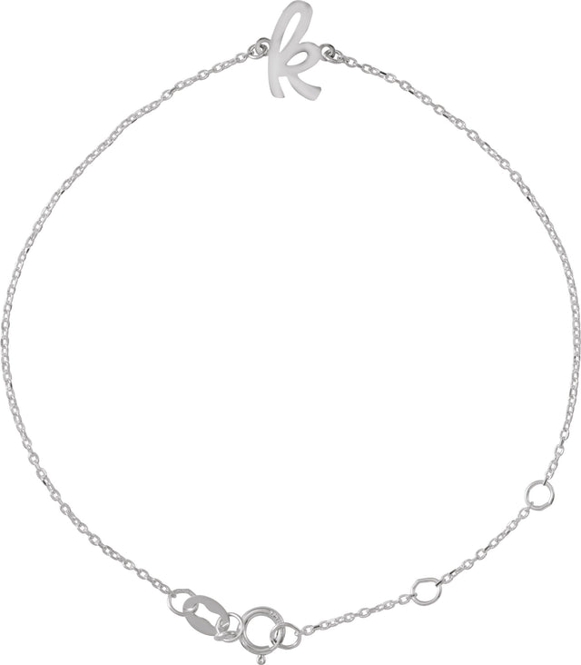 Platinum Initial K Script Bracelet