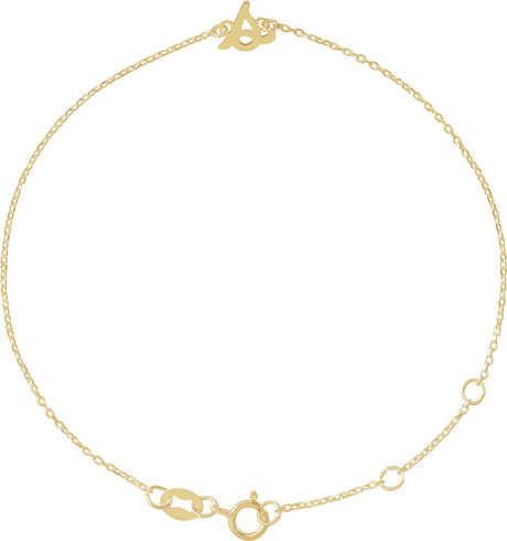 14K Gold Initial S Script Bracelet - Yellow Gold