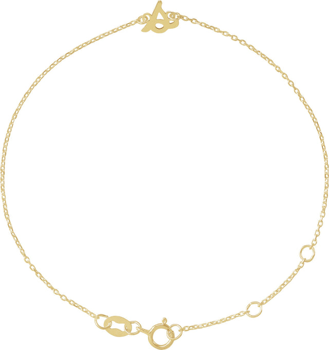 14K Gold Initial S Script Bracelet - Yellow Gold