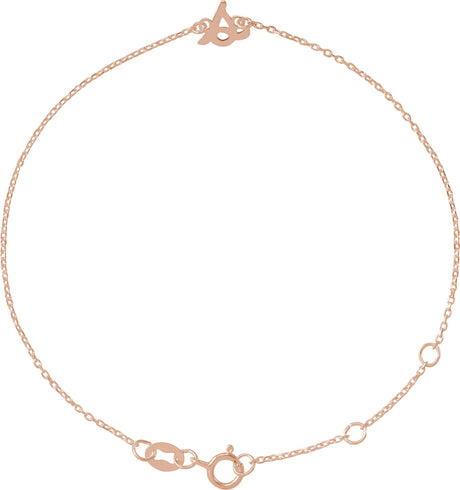 14K Gold Initial S Script Bracelet - Rose Gold