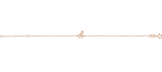 14K Gold Initial Y Script Bracelet - Rose Gold - view 3