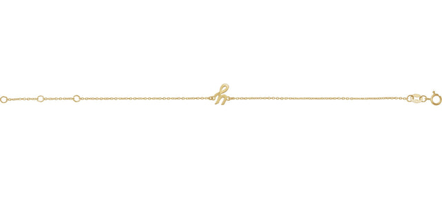 14K Gold Initial Y Script Bracelet - Yellow Gold - view 2