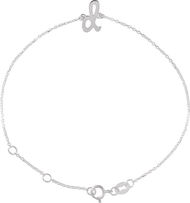 Platinum Initial D Script Bracelet