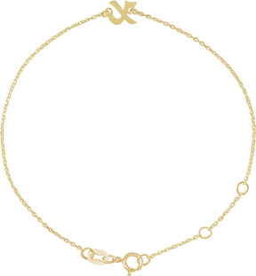 14K Gold Initial X Script Bracelet - Yellow Gold