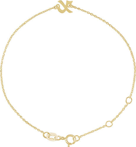 14K Gold Initial X Script Bracelet - Yellow Gold