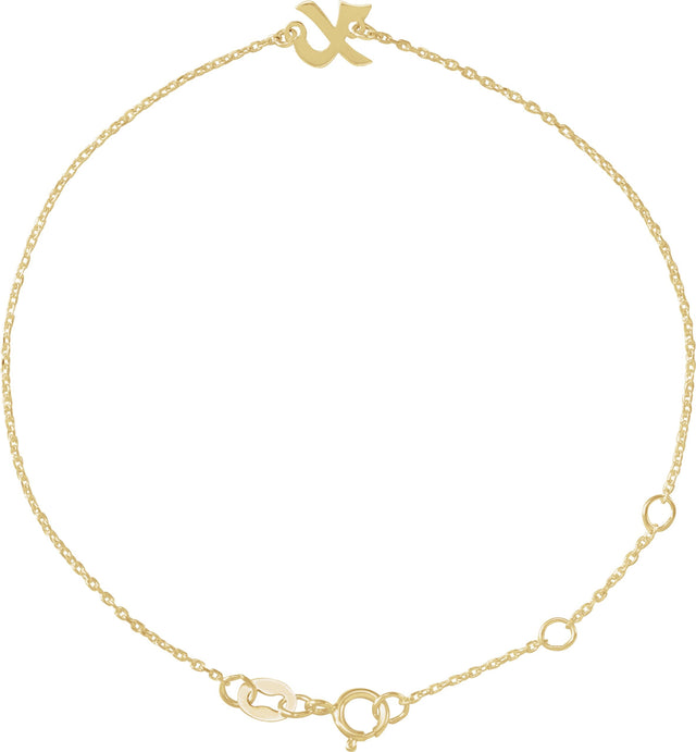 14K Gold Initial X Script Bracelet - Yellow Gold
