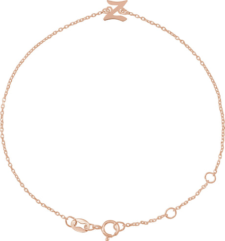14K Gold Initial Z Script Bracelet - Rose Gold