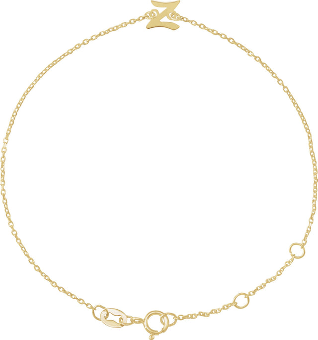 14K Gold Initial Z Script Bracelet - Yellow Gold