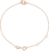 14K Gold Initial U Script Bracelet - Rose Gold