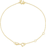 14K Gold Initial U Script Bracelet - Yellow Gold