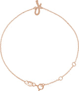 14K Gold Initial J Script Bracelet - Rose Gold