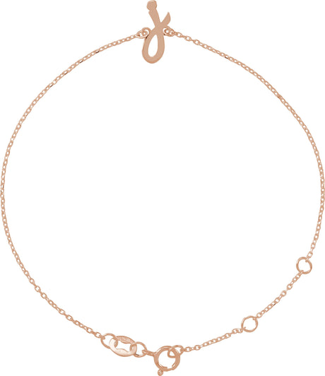 14K Gold Initial J Script Bracelet - Rose Gold