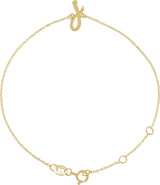 14K Gold Initial J Script Bracelet - Yellow Gold