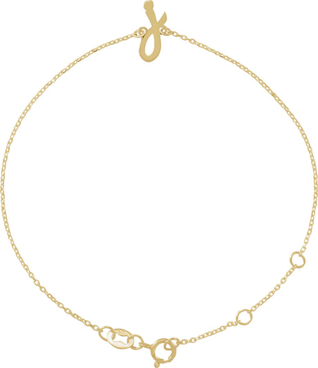 14K Gold Initial J Script Bracelet - Yellow Gold