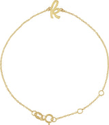 14K Gold Initial K Script Bracelet - Yellow Gold