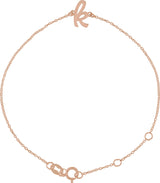 14K Gold Initial K Script Bracelet - Rose Gold
