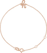14K Gold Initial H Script Bracelet - Rose Gold