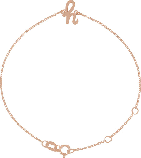 14K Gold Initial H Script Bracelet - Rose Gold