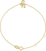14K Gold Initial H Script Bracelet - Yellow Gold