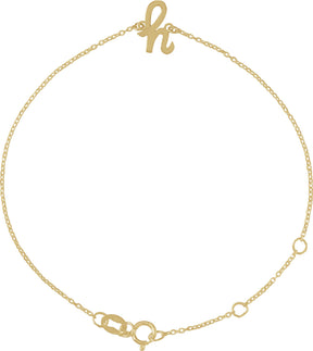 14K Gold Initial H Script Bracelet - Yellow Gold