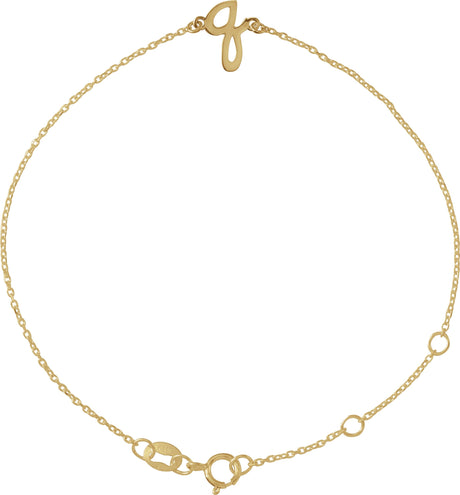 14K Gold Initial Q Script Bracelet - Yellow Gold