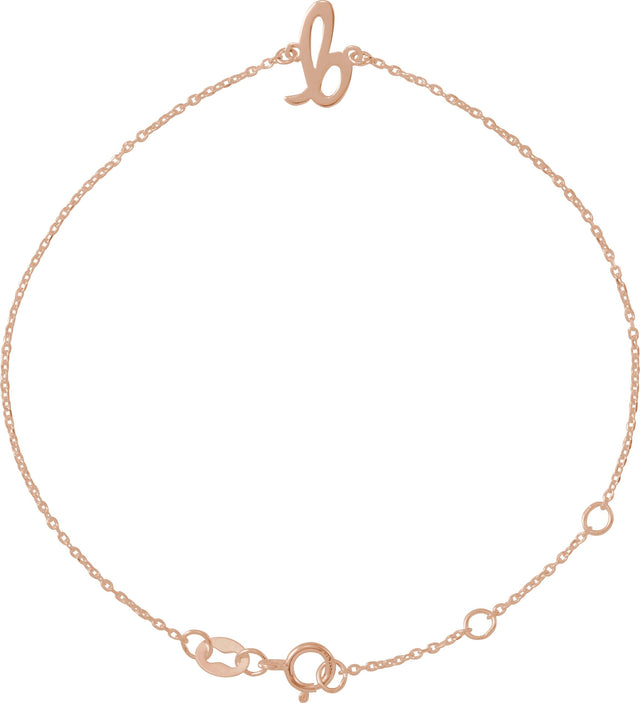 14K Gold Script Initial Bracelet - Rose Gold