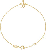 14K Gold Script Initial Bracelet - Yellow Gold