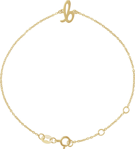 14K Gold Script Initial Bracelet - Yellow Gold
