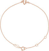 14K Gold Initial V Script Bracelet - Rose Gold