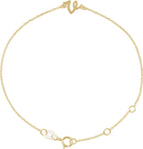 14K Gold Initial V Script Bracelet - Yellow Gold