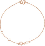14K Gold Initial W Script Bracelet - Rose Gold