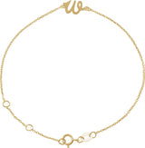 14K Gold Initial W Script Bracelet - Yellow Gold