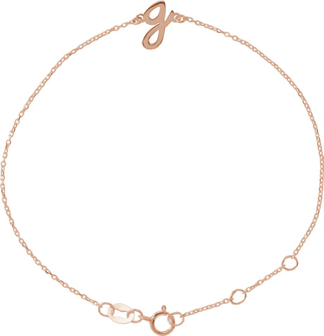 14K Gold Initial G Script Bracelet - Rose Gold