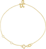 14K Gold Initial D Script Bracelet - Yellow Gold