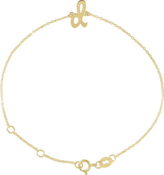 14K Gold Initial D Script Bracelet - Yellow Gold