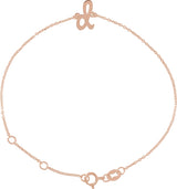 14K Gold Initial D Script Bracelet - Rose Gold