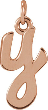14K Gold Initial Y Petite Necklace or Pendant - Rose Gold - view 4