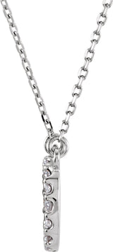 14K Gold Round Natural Diamond Initial Necklace – up to 0.08 CTW - White Gold - view 4