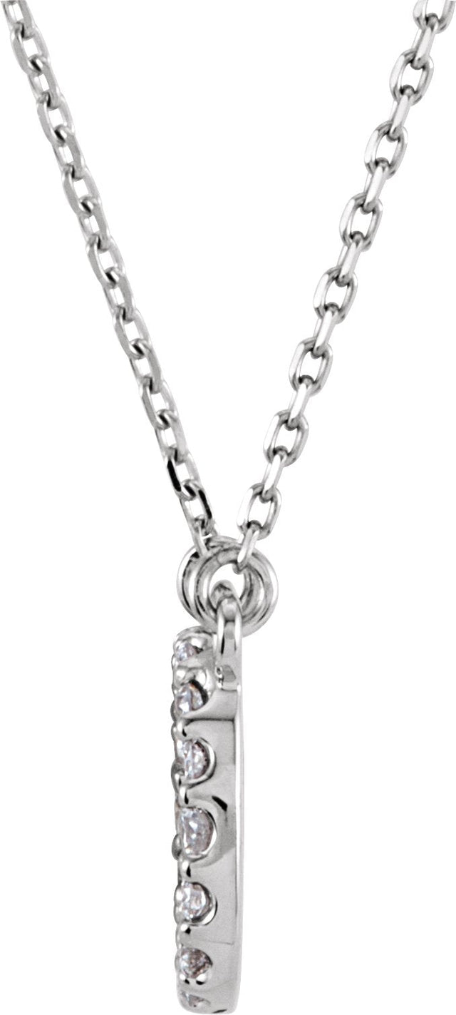 14K Gold Round Natural Diamond Initial Necklace – up to 0.08 CTW - White Gold - view 4