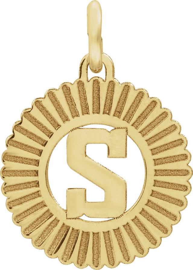 14K Gold Initial S Pendant - Yellow Gold
