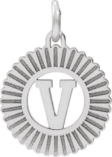 10K Gold Initial V Pendant - White Gold