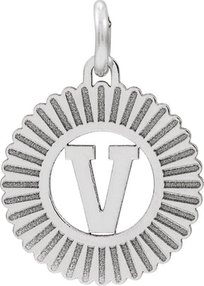 10K Gold Initial V Pendant - White Gold