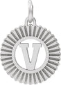 10K Gold Initial V Pendant - White Gold