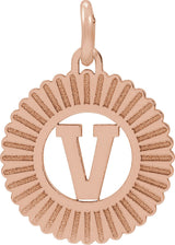 14K Gold Initial V Pendant - Rose Gold
