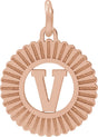 14K Gold Initial V Pendant - Rose Gold