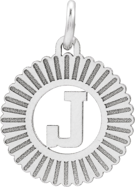 14K Gold Initial J Pendant - White Gold