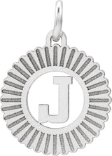10K Gold Initial J Pendant - White Gold