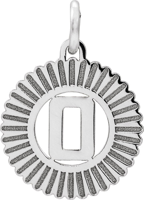 14K Gold Initial O Pendant - White Gold